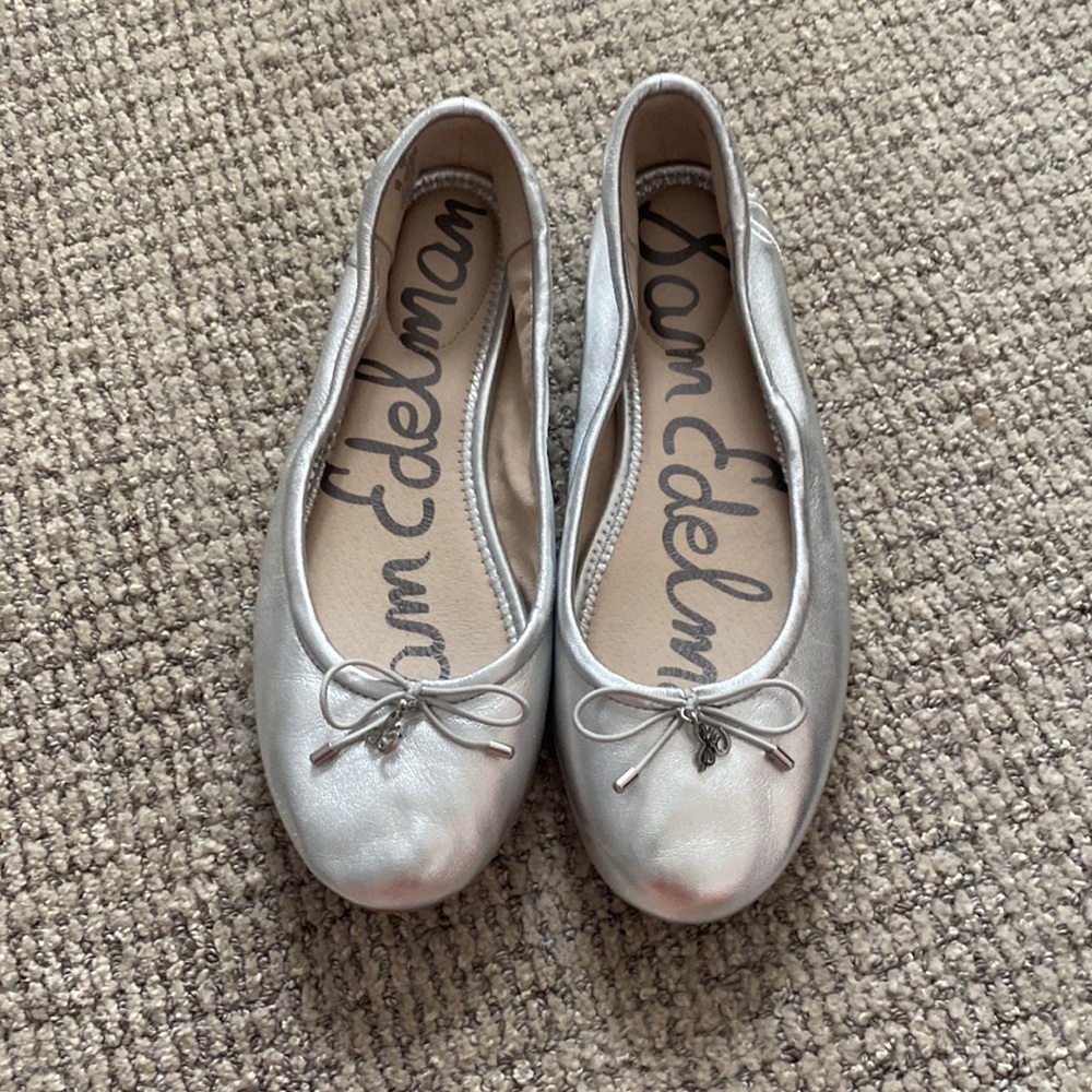 Silver size 7 Sam Edelman Ballet Flats